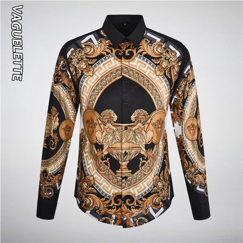 VAGUELETTE Pattern Printed Men Shirt Slim Fit With Long Sleeve Floral/Plaid Dress Shirts Fashion Luxury Party Stage Clothing 3XL 
VAGUELETTE Pattern Printed Men Shirt Slim Fit With Long Sleeve Floral/Plaid Dress Shirts Fashion Luxury Party Stage Clothing 3XL
