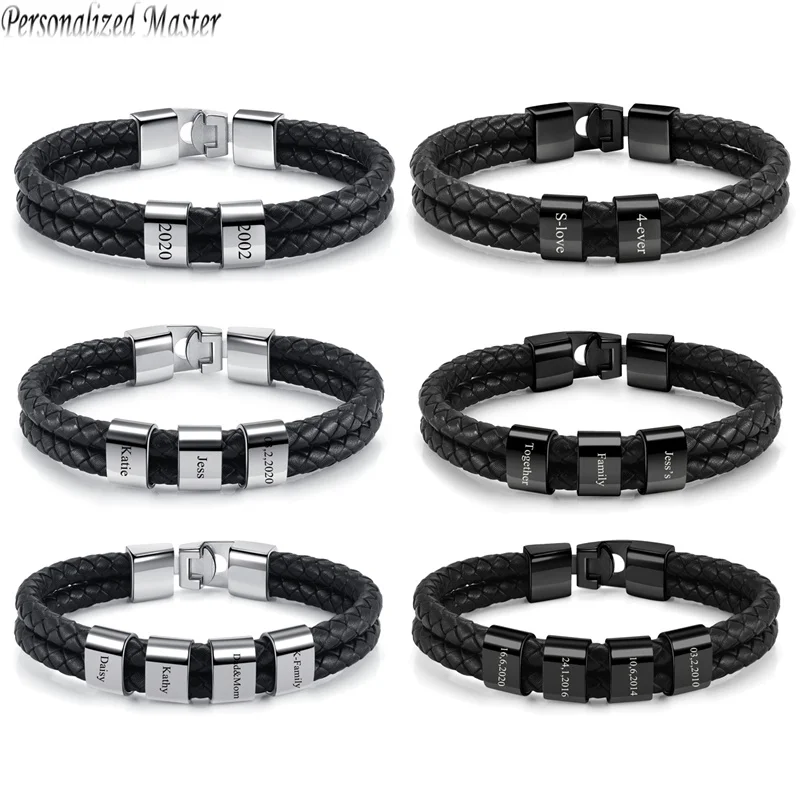Personalized Master Customized Name ID Tag Bracelet Braided Leather Bracelets Engraved Letter Bangle Friends Lovers Family Gift
Personalized Master Customized Name ID Tag Bracelet Braided Leather Bracelets Engraved Letter Bangle Friends Lovers Family Gift