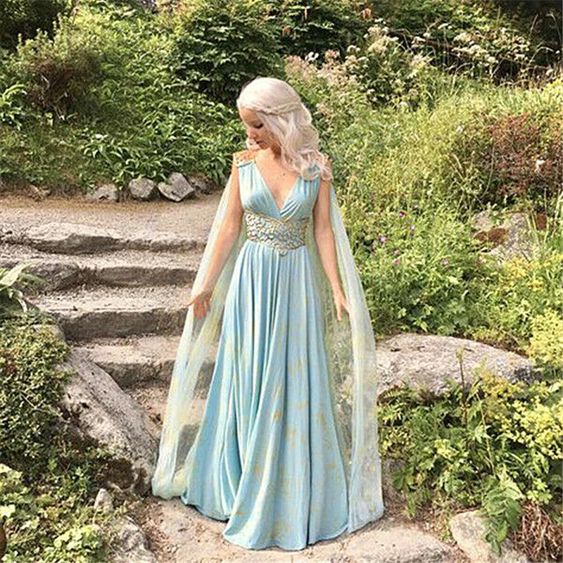 

Hot Cosplay Costumes Dress Mother of Dragons Game of Thrones Daenerys Targaryen Women Maxi Dress Costume Party Clubwear Costumes
