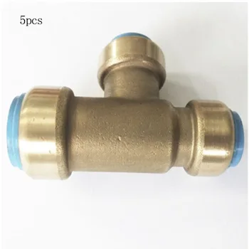 5pcs 3/4"x1/2"x1/2"quick connect copper pipe fittings for Various valves push in tube fittings brass tube fittings Reducing Tee 
5pcs 3/4"x1/2"x1/2"quick connect copper pipe fittings for Various valves push in tube fittings brass tube fittings Reducing Tee