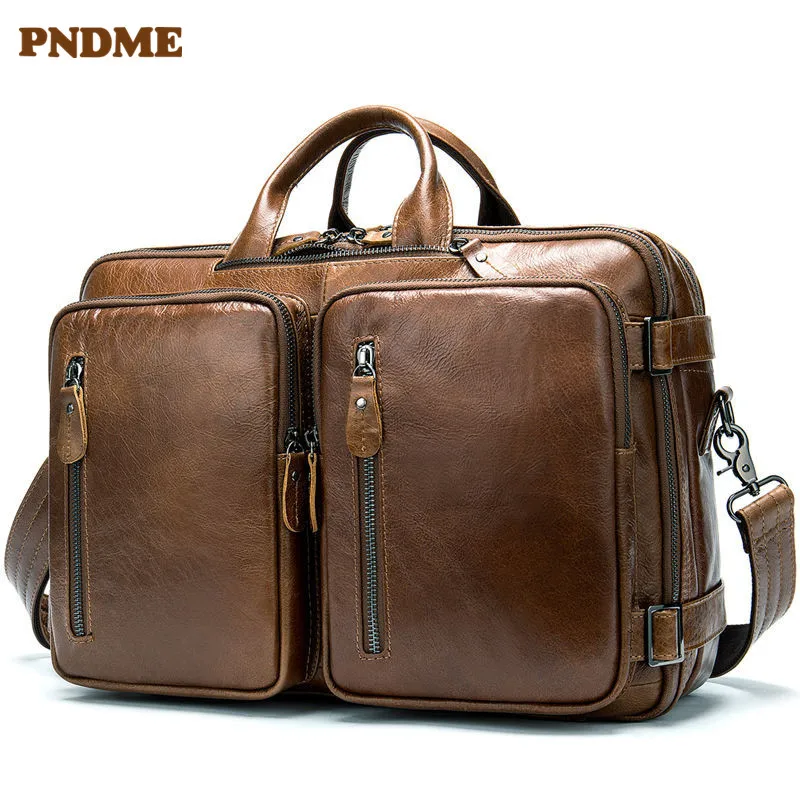 PNDME vintage high quality genuine leather business men's briefcase multi function designer large travel shoulder messenger bags
PNDME vintage high quality genuine leather business men's briefcase multi function designer large travel shoulder messenger bags