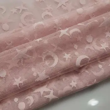 

Stars Moons tulle lace fabric Smooth Flowing lace fabric No stretch For DIY wedding dress Baby Dress 2 yards