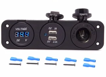 Triple Function Dual USB Charger + LED Voltmeter Outlet Socket Panel Jack Marine For Digital Devices Mobile Phone Tablet
Triple Function Dual USB Charger + LED Voltmeter Outlet Socket Panel Jack Marine For Digital Devices Mobile Phone Tablet