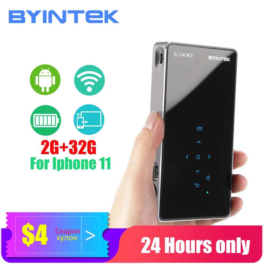 Мини проектор светодиодный BYINTEK P9 Android 7 1 Wi Fi 2 + 32 ГБ|projector mini|mini projector batteryportable battery |