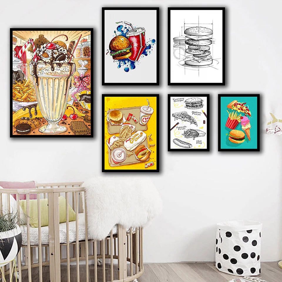 Nordic Printed Posters Style Home Wall Art Food Hamburg Coke Pizza Painting Canvas Kitchen Decoration Modern Modular Pictures
Nordic Printed Posters Style Home Wall Art Food Hamburg Coke Pizza Painting Canvas Kitchen Decoration Modern Modular Pictures