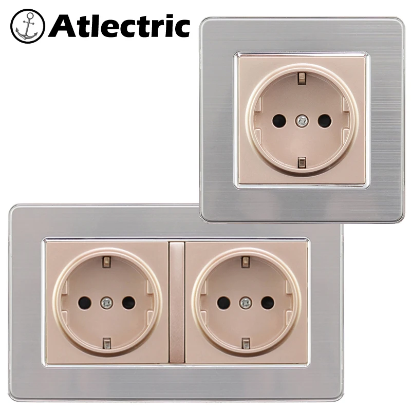 Atlectric EU/DE/RU Standard Plug Socket Power Stainless Steel Panel Grounding Socket 146mm*86mm Double Plug Electrical Outlet
Atlectric EU/DE/RU Standard Plug Socket Power Stainless Steel Panel Grounding Socket 146mm*86mm Double Plug Electrical Outlet
