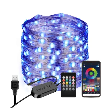 USB Christmas Tree LED RGB String Lights Decoration Lights App Remote Control String Lights Garland with Silver Wire Powered
USB Christmas Tree LED RGB String Lights Decoration Lights App Remote Control String Lights Garland with Silver Wire Powered