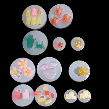 

Cute Mini Earrings Pendants Silicone Resin Mold Bear Dinosaur Goldfish Shell Flower Resin Casting Mold Jewelry Art Tools