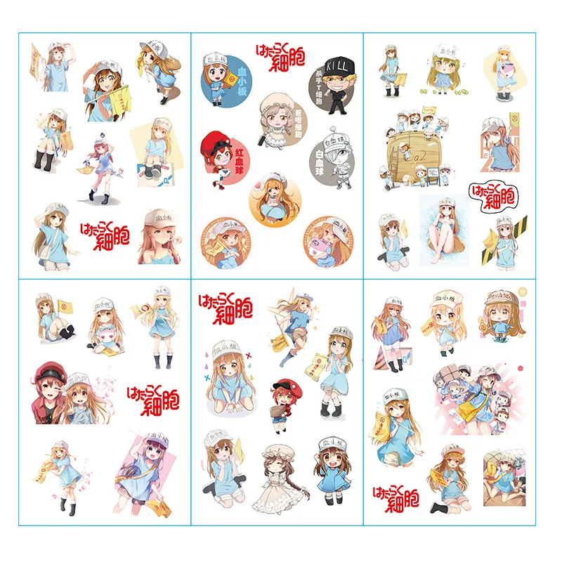 6pcs/lot Hataraku Saibou Anime Stickers Pegatinas Book Sticker Pack Classic Toys Skateboard Doodle Sticker Toys
6pcs/lot Hataraku Saibou Anime Stickers Pegatinas Book Sticker Pack Classic Toys Skateboard Doodle Sticker Toys