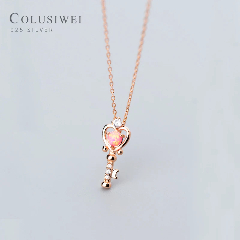 Фото Colusiwei Fashion 925 Sterling Silver Colorful Opal Luxury Exquisite Key Pendant for Women Link Chain Korea Style Fine Jewelry | Украшения