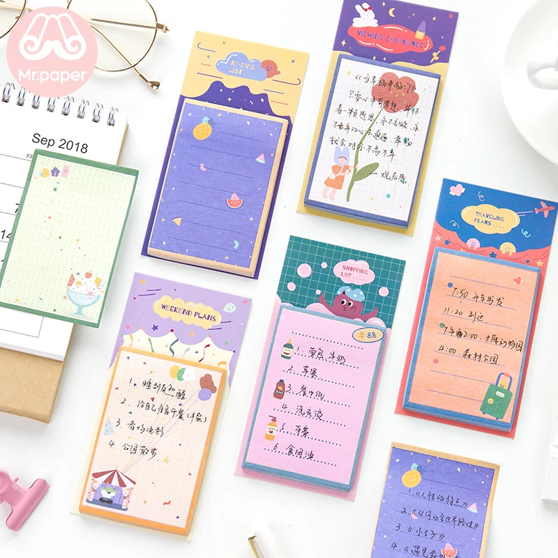Mr Paper 30pcs/lot Planet List Record Weekend Travel Cute Dowling Paper Memo Pads Sticky Notes Notepad Self-Stick Note Memo Pads
Mr Paper 30pcs/lot Planet List Record Weekend Travel Cute Dowling Paper Memo Pads Sticky Notes Notepad Self-Stick Note Memo Pads