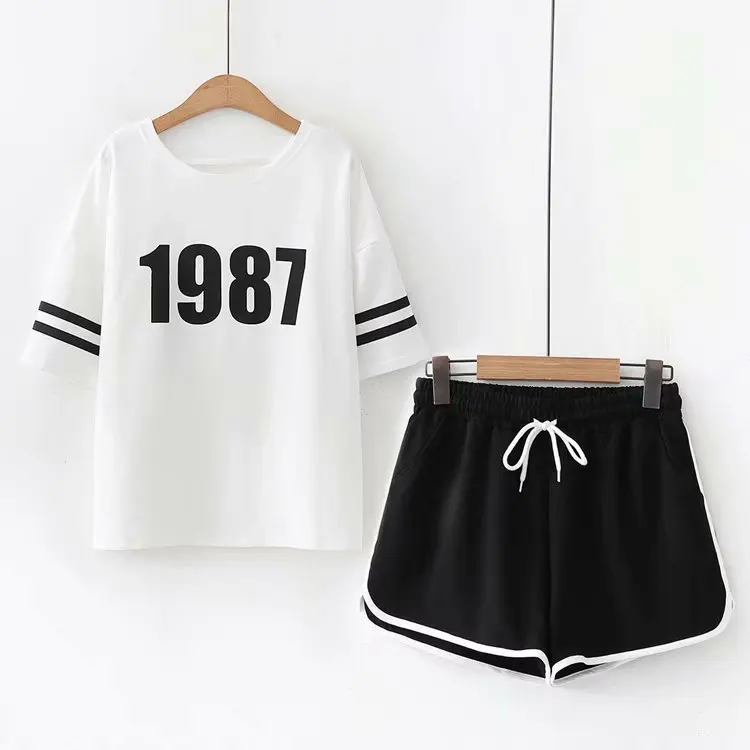 2019 New Style Versatile Sweet Students Short Sleeve T-shirt Elastic Waist Wide-Leg Shorts Female Sports Leisure Suit
2019 New Style Versatile Sweet Students Short Sleeve T-shirt Elastic Waist Wide-Leg Shorts Female Sports Leisure Suit