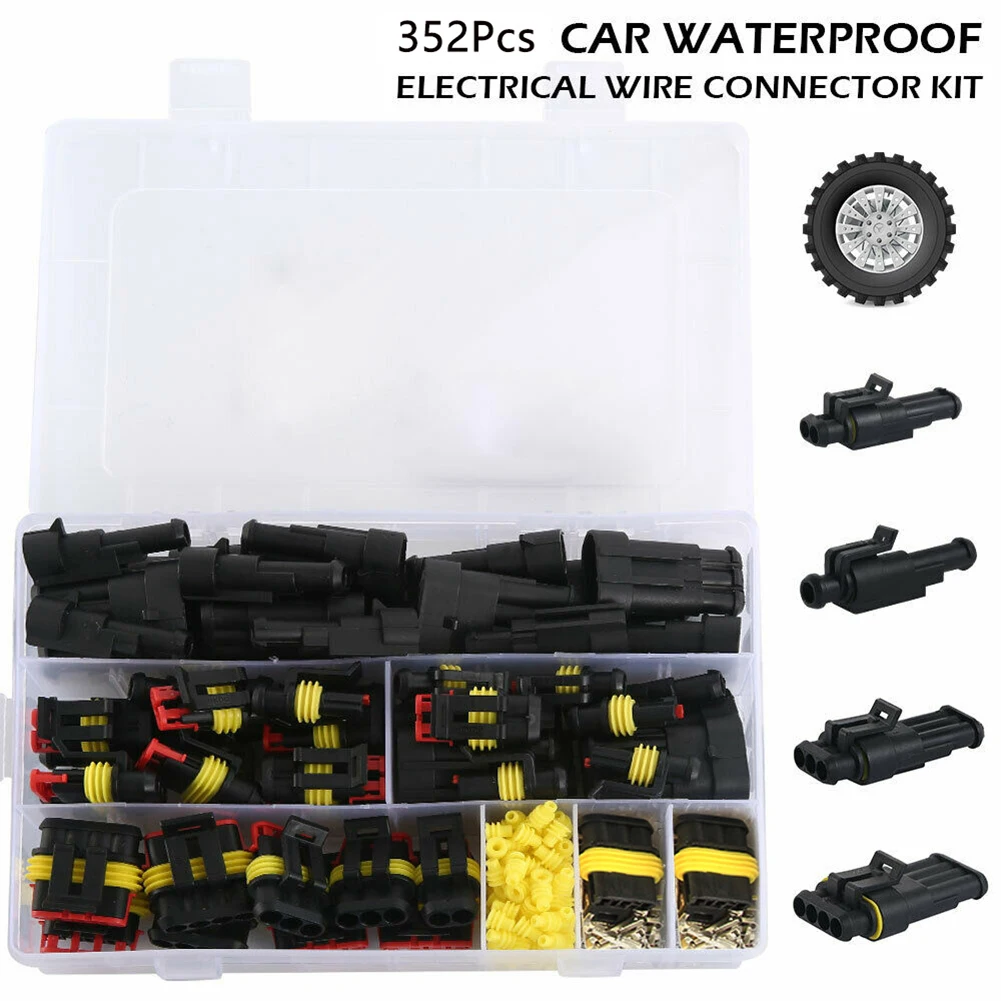 352Pcs AMP Waterproof 12V Electrical Wire Connector Set Kits With Crimp Terminal And Car Fuse Small Medium Size Family Essential
352Pcs AMP Waterproof 12V Electrical Wire Connector Set Kits With Crimp Terminal And Car Fuse Small Medium Size Family Essential