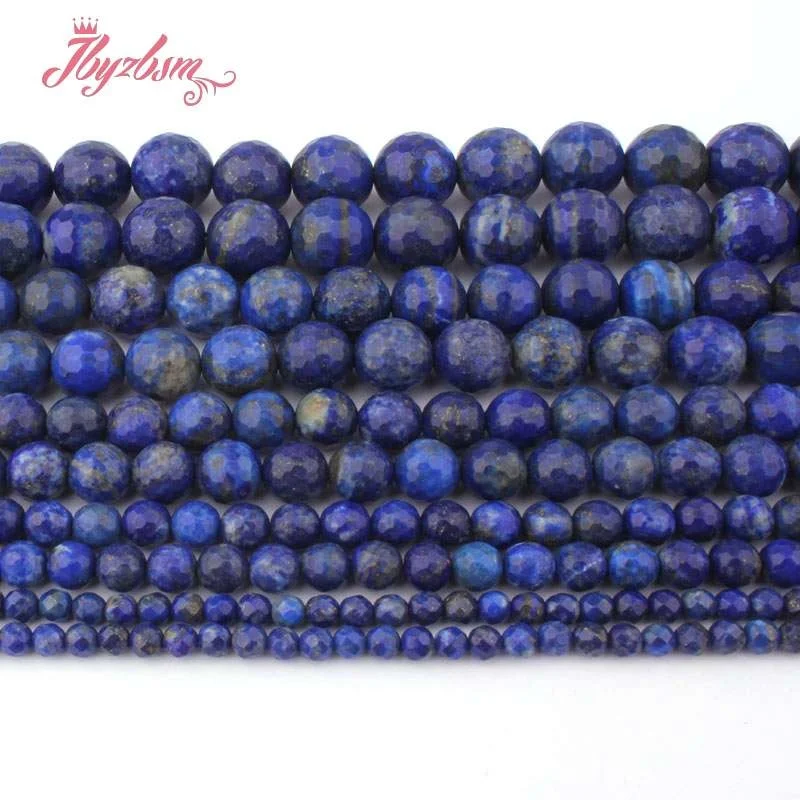 

4,6,8,10,12mm Round Bead Faceted Blue Lapis Lazuli Natural Stone Beads For DIY Necklace Bracelet Jewelry Making 15"Free Shipping