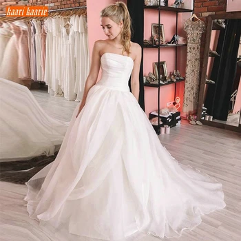 Elegant Boho White Wedding Gowns Strapless Organza Pleat Zipper A-line Wedding Dress Ivory Princess Marry Custom Bridal Dresses
Elegant Boho White Wedding Gowns Strapless Organza Pleat Zipper A-line Wedding Dress Ivory Princess Marry Custom Bridal Dresses