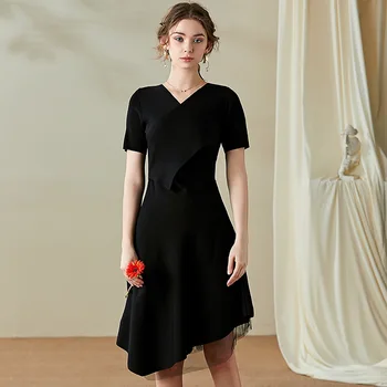 Warp High Waist Irregular Black Mesh Dress Women Summer Short Sleeve Sweet Pink Mini Knit Dresses Ladies V Neck Brief vestidos
Warp High Waist Irregular Black Mesh Dress Women Summer Short Sleeve Sweet Pink Mini Knit Dresses Ladies V Neck Brief vestidos