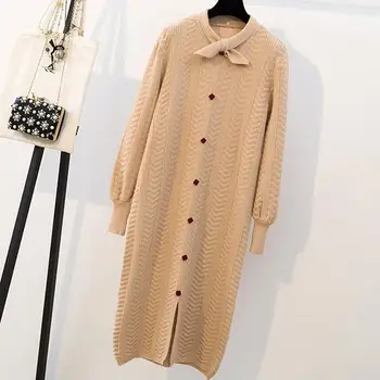 Fall Winter Women Solid Lace Up Sweater Casual Dress Long Sleeve Plus Size Dress Vintage Button Split Knitted Midi Dress
Fall Winter Women Solid Lace Up Sweater Casual Dress Long Sleeve Plus Size Dress Vintage Button Split Knitted Midi Dress