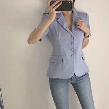 2019 Summer Women Office Ladies Notched Blazers Elegant Solid Pockets Blazer Single Breasted Short Sleeves Blazer
2019 Summer Women Office Ladies Notched Blazers Elegant Solid Pockets Blazer Single Breasted Short Sleeves Blazer