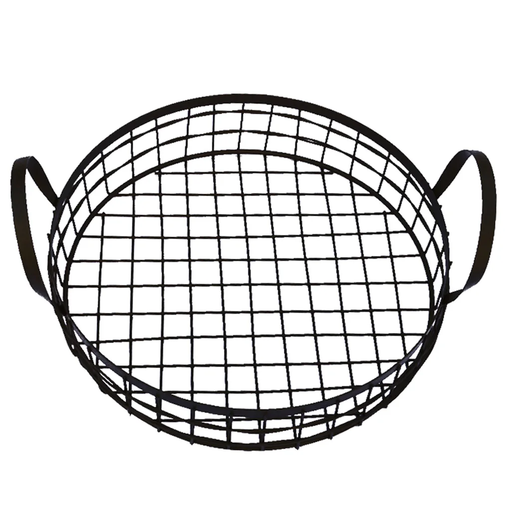 Round Black Wire Bread Basket Storage Hamper Pie, Loaf, Toast, Cake Tray Round Black Wire Bread Basket Storage Hamper Pie, Loaf, Toast, Cake Tray