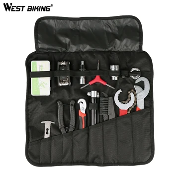 WEST BIKING MTB Bike Repair Tools Kits Bag Hex Wrench Bicycle Pump Bracket Freewheel Crank Puller Remover Multi Bike Tools Kit