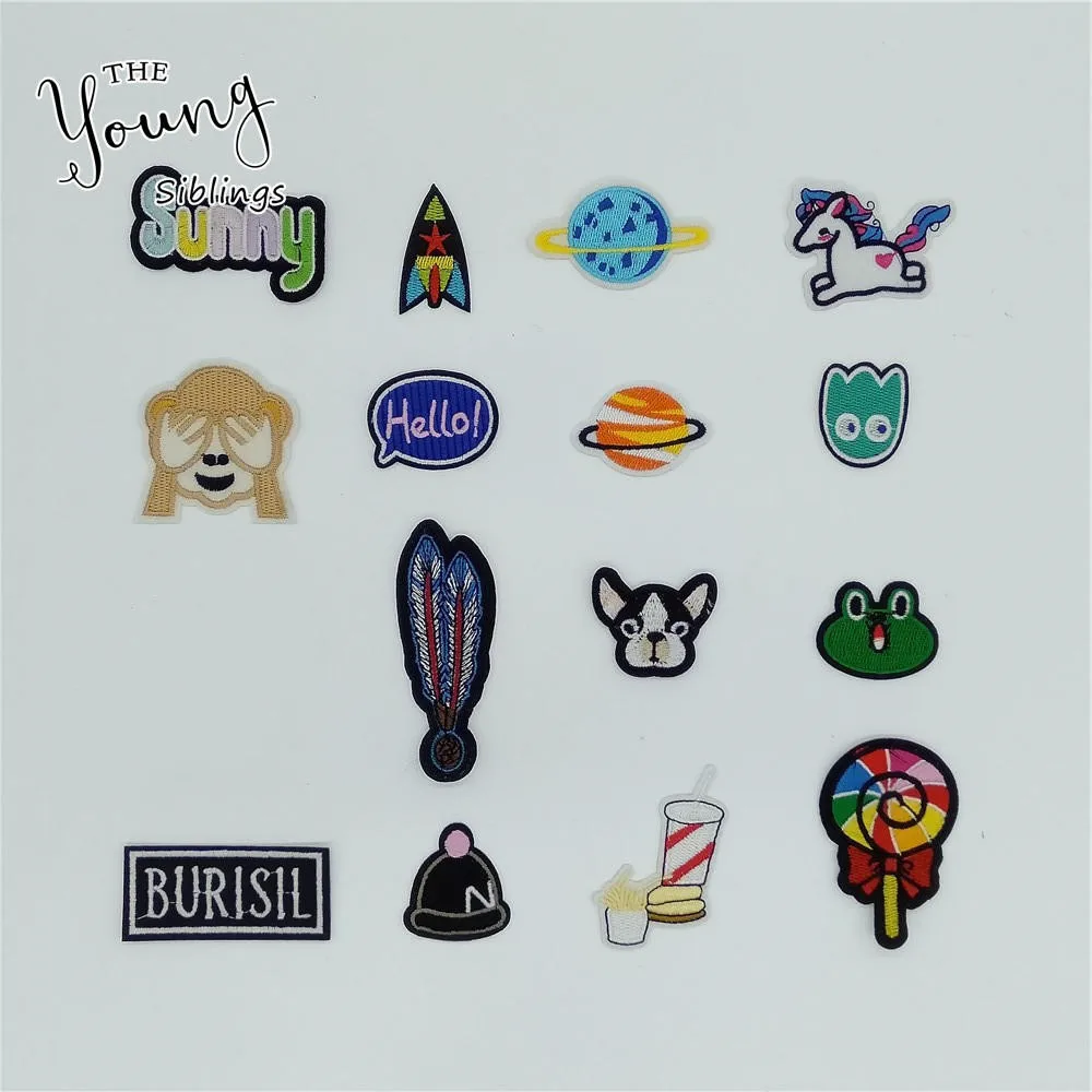 

Hot sale Cartoon Hot melt adhesive Applique Embroidery Iron on patch Badges DIY Sewing Clothing Craft Accessories C6094-C6110