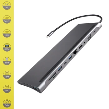 USB C HUB Splitter Multi 11 Ports USB Type C HUB to 3.0 USB HDMI RJ45 USB HUB with Use Power Adapter Switch PC MacBook Pro
USB C HUB Splitter Multi 11 Ports USB Type C HUB to 3.0 USB HDMI RJ45 USB HUB with Use Power Adapter Switch PC MacBook Pro