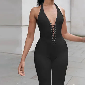 Bandage Hollow Out Halter Jumpsuit 2020 Fashion Elastic Hight Backless Women Sexy Deep V-neck Sleeveless Jumpsuit
Bandage Hollow Out Halter Jumpsuit 2020 Fashion Elastic Hight Backless Women Sexy Deep V-neck Sleeveless Jumpsuit