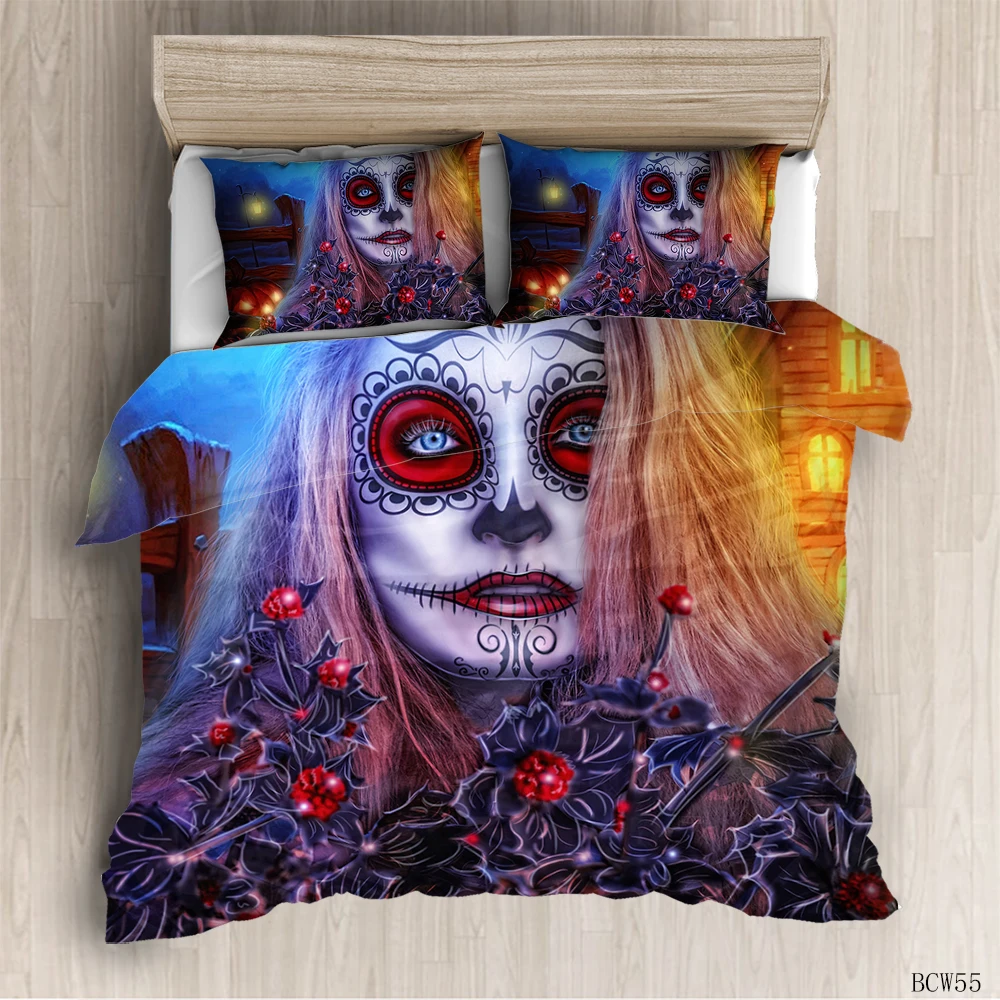 Sugar skull 3D Printed bedding set Luxury Duvet Cover Pillowcase Set skull comforter bedding sets bedclothes bed linen
Sugar skull 3D Printed bedding set Luxury Duvet Cover Pillowcase Set skull comforter bedding sets bedclothes bed linen