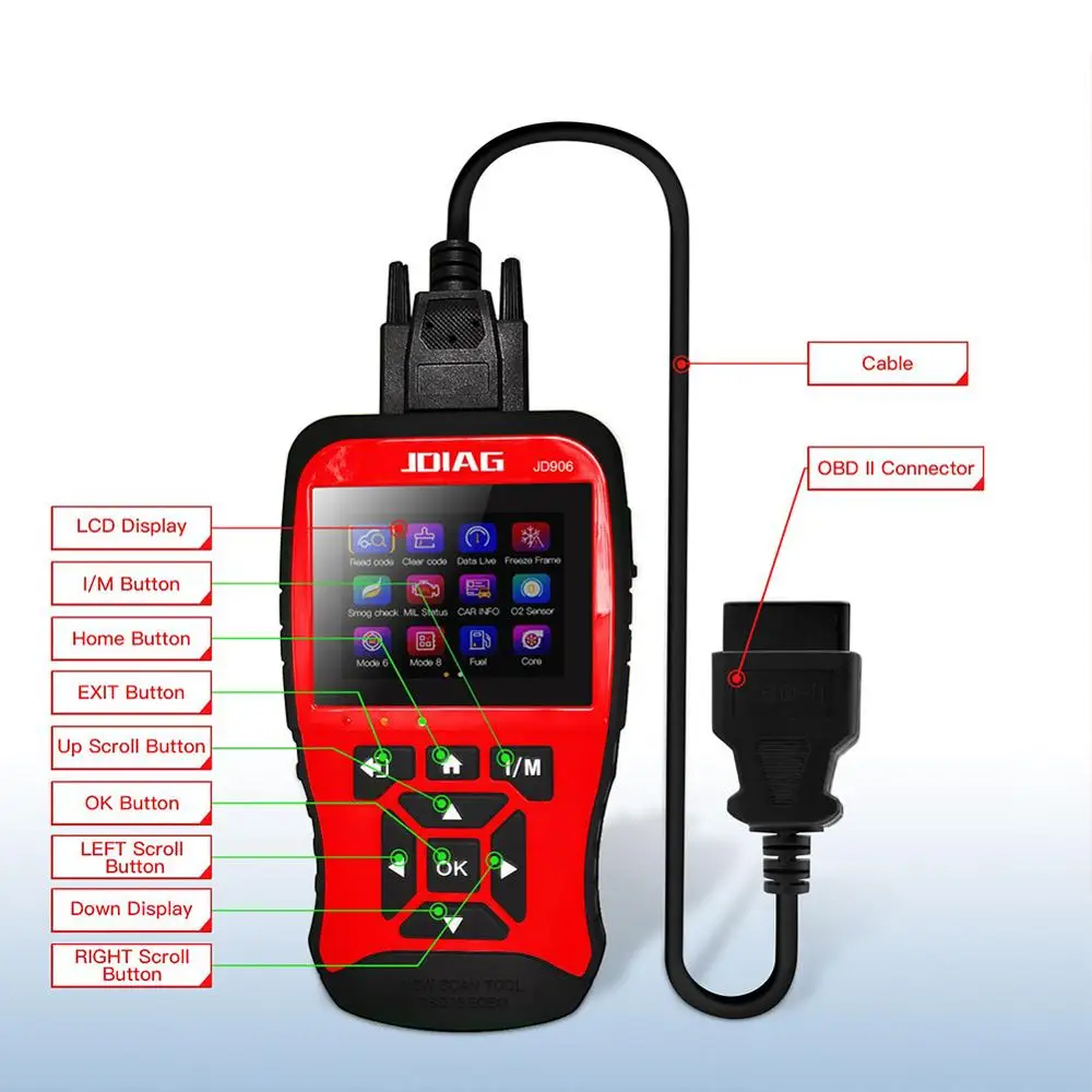 Professional Obd2 Automotive scanner JDiag JD906 Full System with Russian Language Upgraded Code Reader OBD2 Scanner JD906 KW850
Professional Obd2 Automotive scanner JDiag JD906 Full System with Russian Language Upgraded Code Reader OBD2 Scanner JD906 KW850