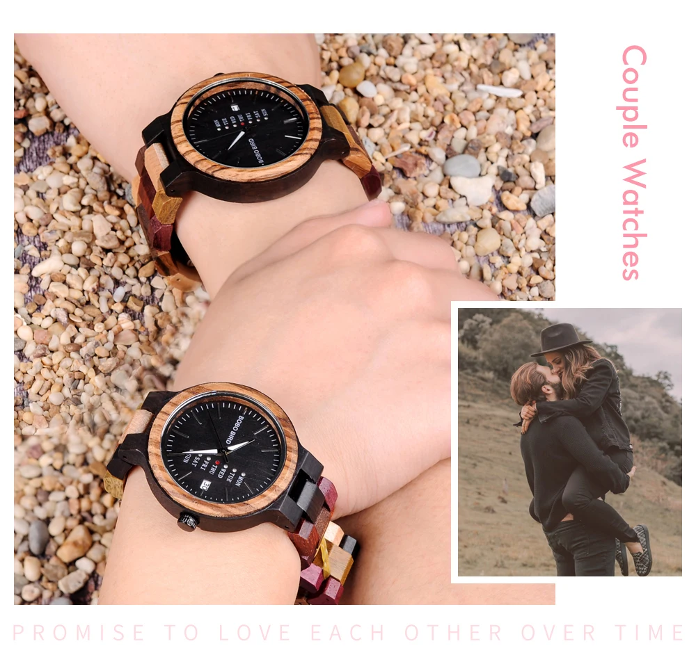 BOBO BIRD Lovers Day & Date Display Wood Couple Watches BOBO BIRD Lovers Day & Date Display Wood Couple Watches