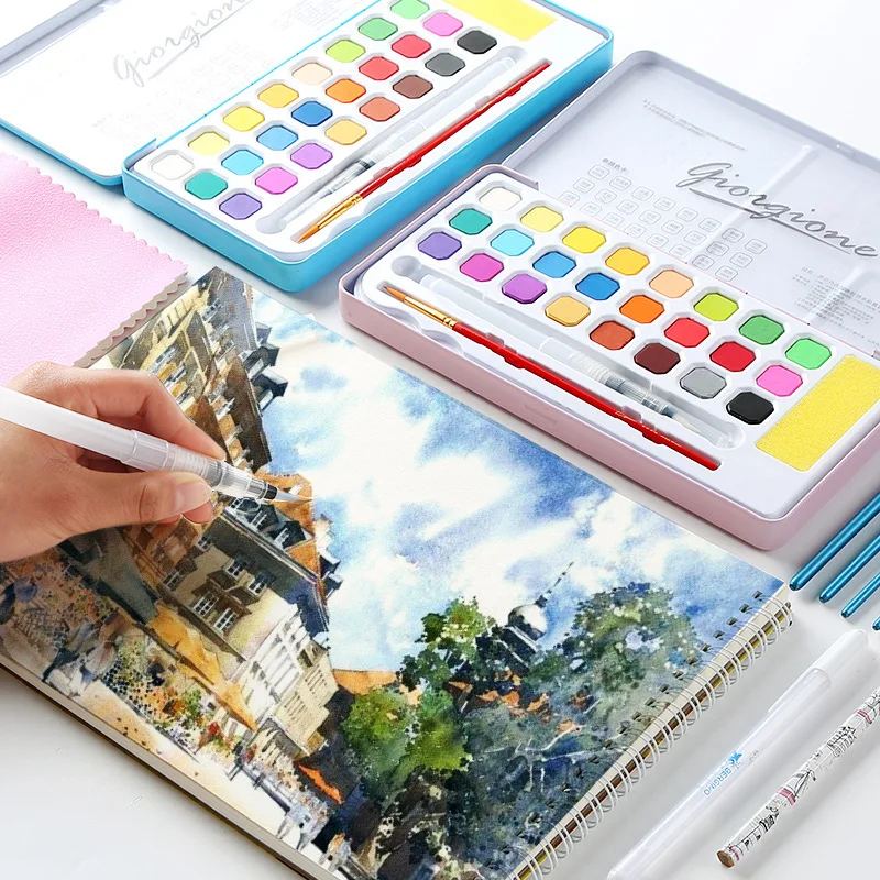 Giorgione 24 Colors Solid Watercolor Paint Suit Beginners Sketch Painted Watercolor Pigment Iron Box
Giorgione 24 Colors Solid Watercolor Paint Suit Beginners Sketch Painted Watercolor Pigment Iron Box