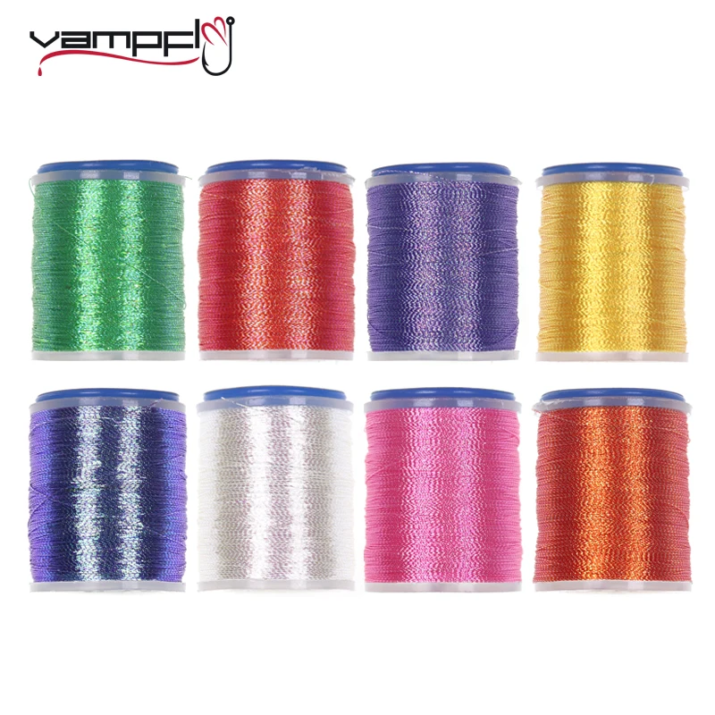 Vampfly 8 Spools Fly Tying Metallic Tinsel Thread Nymph Streamer Pearl Color Line for Jig Hook Material | Спорт и развлечения
