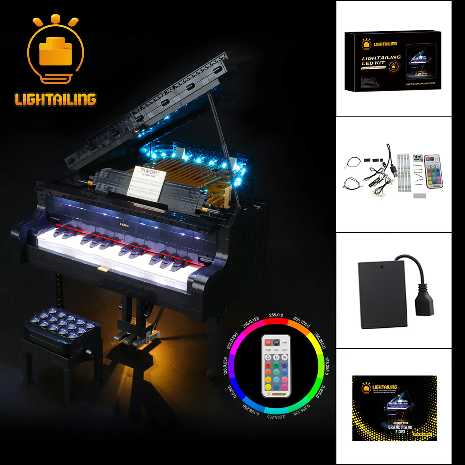 LIGHTAILING LED Light Kit For Ideas Grand Piano Building Blocks Lighting Set Compatible With 21323 Remote Control RGB Effect
LIGHTAILING LED Light Kit For Ideas Grand Piano Building Blocks Lighting Set Compatible With 21323 Remote Control RGB Effect