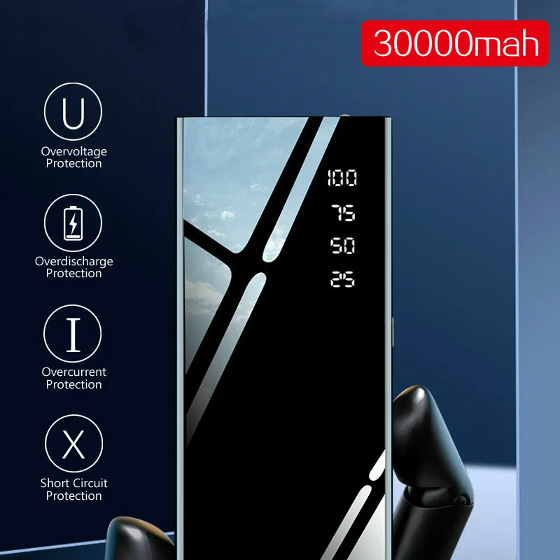 Mirror 30000mah Power Bank External Battery Pack LCD Portable Mobile Phone Charger Powerbank For Xiaomi MI iPhone X Note8
Mirror 30000mah Power Bank External Battery Pack LCD Portable Mobile Phone Charger Powerbank For Xiaomi MI iPhone X Note8