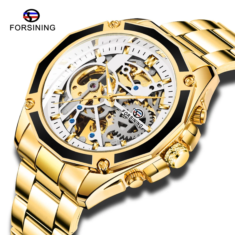 FORSINING Fashion Design Golden Skeleton Business Mechanical Watch Luminous Hands Transparent Bracelet For Men
FORSINING Fashion Design Golden Skeleton Business Mechanical Watch Luminous Hands Transparent Bracelet For Men