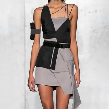 2020 New Womens Dresses Sling Vest Chest Patchwork High Waist With Belt Dress Zipper Irregular Summer Dress Party Club Outfits
2020 New Womens Dresses Sling Vest Chest Patchwork High Waist With Belt Dress Zipper Irregular Summer Dress Party Club Outfits