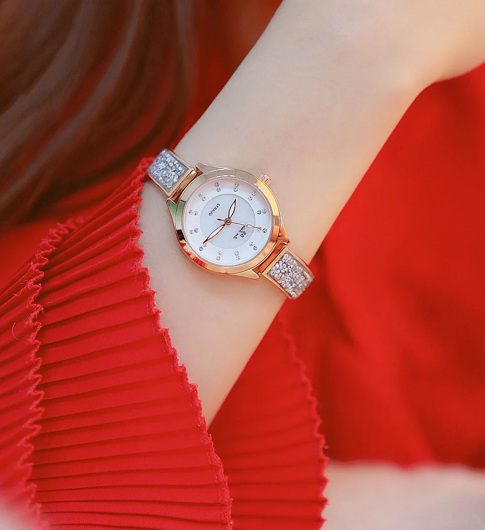 Full of Crystals Watch Diamond Set High Quality 30 M Waterproof Stainless Steel Quartz Watch