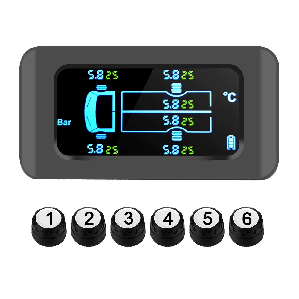 Digital LCD Display 122Psi 8.5Bar Save Fuel Tire Pressure Monitoring System Solar Smart Car TPMS 6 Sensors Auto Security Alarm
Digital LCD Display 122Psi 8.5Bar Save Fuel Tire Pressure Monitoring System Solar Smart Car TPMS 6 Sensors Auto Security Alarm