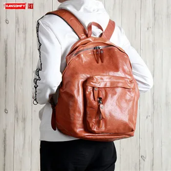 New Men's Backpack Genuine Leather Fashion Casual 15.6 Inch Shoulder Bag Male Simple Travel Fitness Brown Computer Backpacks Men
New Men's Backpack Genuine Leather Fashion Casual 15.6 Inch Shoulder Bag Male Simple Travel Fitness Brown Computer Backpacks Men