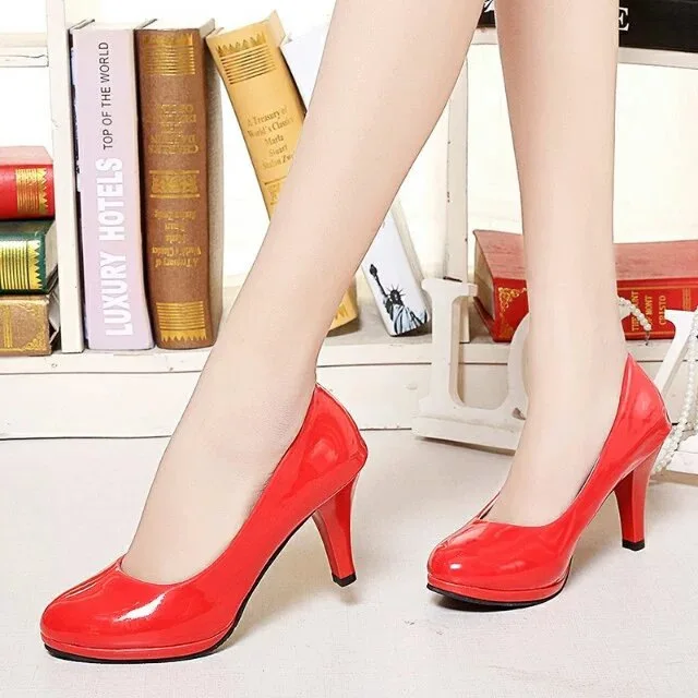 New Style High Heel Shoes Thin Heeled Princess Career Shoes Wedding Shoes round-Toe M Reddish Black White Waterproof Patent Leat
New Style High Heel Shoes Thin Heeled Princess Career Shoes Wedding Shoes round-Toe M Reddish Black White Waterproof Patent Leat