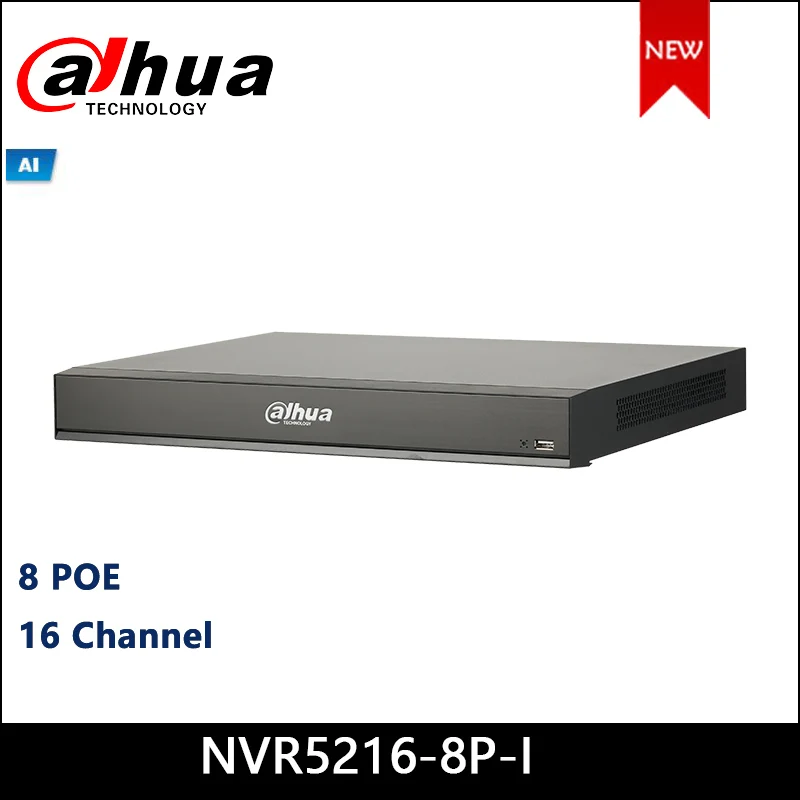 Сетевой видеорегистратор Dahua NVR DHI-NVR5216-8P-I 16 каналов 1U 8PoE AI 1-8 портов PoE поддержка ePoE