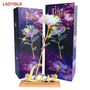 

LADYSILK 24K Plated Colorful Golded Foil Roses Unique Gifts For Girlfriend Wife Women Valentine's Day Party Wedding Anniversary