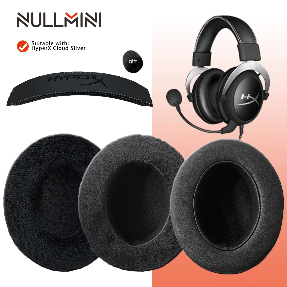 NullMini Сменные наушники для HyperX Cloud серебряные повязка на голову утолщенная мягкая