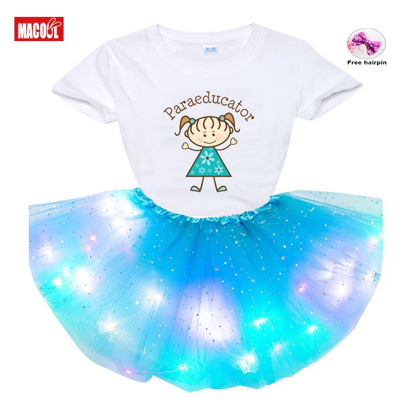 

Girls Tutu Dress Sets Baby Girls Clothes Sets 2021 Summer Kids Girls Cute Girl Print Short Sleeve T-shirt+skirt+hairpin 3pc Sets