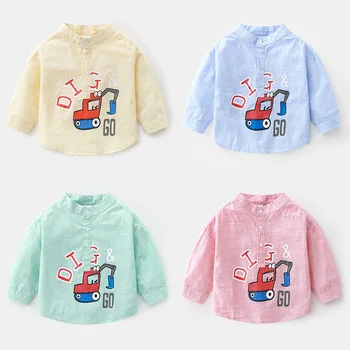 2020 Spring New Style BOY'S Pure Cotton Long Sleeve Excavator Shirt Children Stand Collar Comfortable Lining 
2020 Spring New Style BOY'S Pure Cotton Long Sleeve Excavator Shirt Children Stand Collar Comfortable Lining
