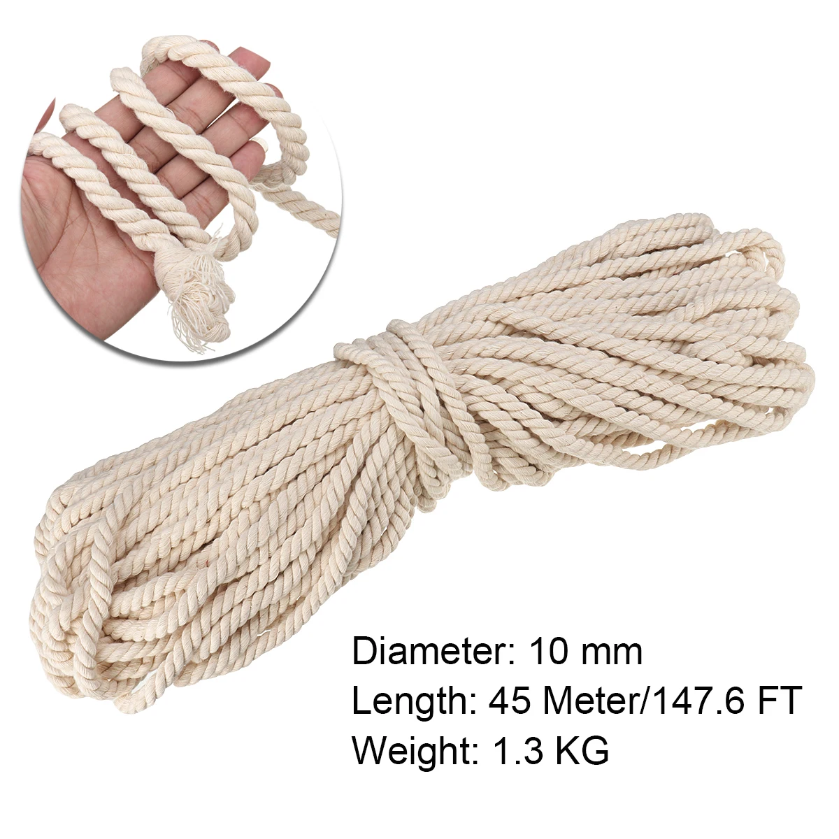 Macrame Rope Natural Beige 10mm 45m Twisted Cord for Handmade Enthusiasts for Artisan DIY Hand Craft Cords Pure Cotton
Macrame Rope Natural Beige 10mm 45m Twisted Cord for Handmade Enthusiasts for Artisan DIY Hand Craft Cords Pure Cotton