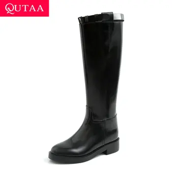 QUTAA 2020 Leisure Round Toe Buckle Zipper Women Shoes Middle Heel Winter Long Boots Genuine Leather Knee High Boots Size 34-39
QUTAA 2020 Leisure Round Toe Buckle Zipper Women Shoes Middle Heel Winter Long Boots Genuine Leather Knee High Boots Size 34-39