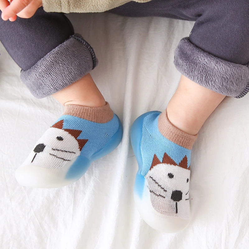 Unisex Baby Toddler First Walkers Soft Sole Rubber Outdoor Cute Animal Baby Booties Anti-slip