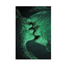 Fluorescente etiqueta besando a fluorescente etiqueta brillo-en-la-oscuridad pared calcomanías chico habitación decoración hogar Decoración(China)