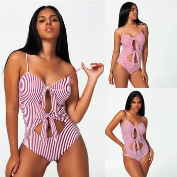 2020 Women Sexy Stripe Print Jumpsuit Hollow Out Bow Tie Front Bathing Suit Push Up Padded Underwear Wire Free Female Intimates
2020 Women Sexy Stripe Print Jumpsuit Hollow Out Bow Tie Front Bathing Suit Push Up Padded Underwear Wire Free Female Intimates